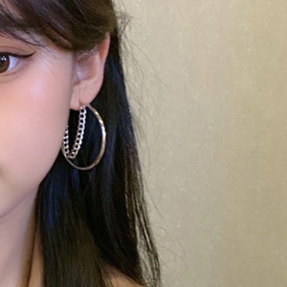 💙Minimalistic Chain Hoops Earrings - Picture 12 of 15